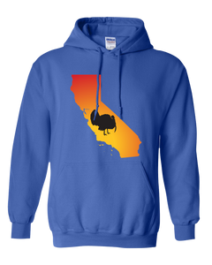 Pullover Hooded Sweatshirt California Royal Turkey Vibrant Design High Quality Tight Knit Ring Spun Low Maintenance Cotton Printed With The Newest Available Color Transfer Technology