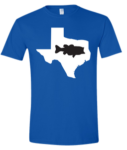 Short Sleeve T-Shirt Texas Royal Large Mouth Bass Vibrant Design High Quality Tight Knit Ring Spun Low Maintenance Cotton Printed With The Newest Available Color Transfer Technology