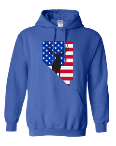 Pullover Hooded Sweatshirt Nevada Royal Mule Deer Vibrant Design High Quality Tight Knit Ring Spun Low Maintenance Cotton Printed With The Newest Available Color Transfer Technology