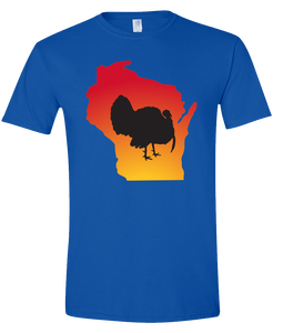 Short Sleeve T-Shirt Wisconsin Royal Turkey Vibrant Design High Quality Tight Knit Ring Spun Low Maintenance Cotton Printed With The Newest Available Color Transfer Technology