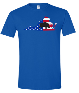 Short Sleeve T-Shirt Virginia Royal Wild Hog Vibrant Design High Quality Tight Knit Ring Spun Low Maintenance Cotton Printed With The Newest Available Color Transfer Technology