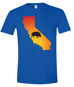 Short Sleeve T-Shirt California Royal Wild Hog Vibrant Design High Quality Tight Knit Ring Spun Low Maintenance Cotton Printed With The Newest Available Color Transfer Technology