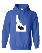 Load image into Gallery viewer, Pullover Hooded Sweatshirt Idaho Royal Turkey Vibrant Design High Quality Tight Knit Ring Spun Low Maintenance Cotton Printed With The Newest Available Color Transfer Technology