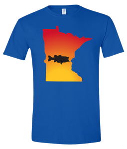 Short Sleeve T-Shirt Minnesota Royal Large Mouth Bass Vibrant Design High Quality Tight Knit Ring Spun Low Maintenance Cotton Printed With The Newest Available Color Transfer Technology