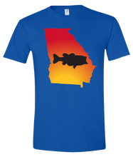 Load image into Gallery viewer, Short Sleeve T-Shirt Georgia Royal Large Mouth Bass Vibrant Design High Quality Tight Knit Ring Spun Low Maintenance Cotton Printed With The Newest Available Color Transfer Technology