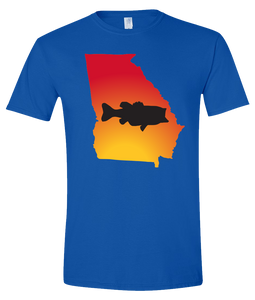 Short Sleeve T-Shirt Georgia Royal Large Mouth Bass Vibrant Design High Quality Tight Knit Ring Spun Low Maintenance Cotton Printed With The Newest Available Color Transfer Technology