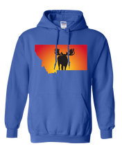 Load image into Gallery viewer, Pullover Hooded Sweatshirt Montana Royal Moose Vibrant Design High Quality Tight Knit Ring Spun Low Maintenance Cotton Printed With The Newest Available Color Transfer Technology