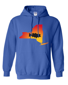 Pullover Hooded Sweatshirt New York Royal Large Mouth Bass Vibrant Design High Quality Tight Knit Ring Spun Low Maintenance Cotton Printed With The Newest Available Color Transfer Technology
