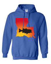 Load image into Gallery viewer, Pullover Hooded Sweatshirt Louisiana Royal Large Mouth Bass Vibrant Design High Quality Tight Knit Ring Spun Low Maintenance Cotton Printed With The Newest Available Color Transfer Technology