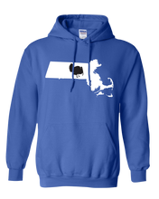 Load image into Gallery viewer, Pullover Hooded Sweatshirt Massachusetts Royal Turkey Vibrant Design High Quality Tight Knit Ring Spun Low Maintenance Cotton Printed With The Newest Available Color Transfer Technology