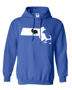 Pullover Hooded Sweatshirt Massachusetts Royal Turkey Vibrant Design High Quality Tight Knit Ring Spun Low Maintenance Cotton Printed With The Newest Available Color Transfer Technology