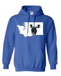 Pullover Hooded Sweatshirt Washington Royal Moose Vibrant Design High Quality Tight Knit Ring Spun Low Maintenance Cotton Printed With The Newest Available Color Transfer Technology
