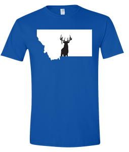 Short Sleeve T-Shirt Montana Royal Whitetail Deer Vibrant Design High Quality Tight Knit Ring Spun Low Maintenance Cotton Printed With The Newest Available Color Transfer Technology