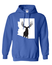 Load image into Gallery viewer, Pullover Hooded Sweatshirt Arizona Royal Mule Deer Vibrant Design High Quality Tight Knit Ring Spun Low Maintenance Cotton Printed With The Newest Available Color Transfer Technology