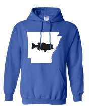 Load image into Gallery viewer, Pullover Hooded Sweatshirt Arkansas Royal Large Mouth Bass Vibrant Design High Quality Tight Knit Ring Spun Low Maintenance Cotton Printed With The Newest Available Color Transfer Technology
