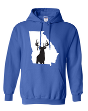 Load image into Gallery viewer, Pullover Hooded Sweatshirt Georgia Royal Whitetail Deer Vibrant Design High Quality Tight Knit Ring Spun Low Maintenance Cotton Printed With The Newest Available Color Transfer Technology