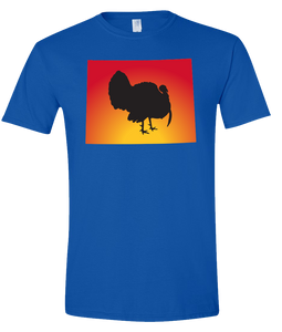 Short Sleeve T-Shirt Wyoming Royal Turkey Vibrant Design High Quality Tight Knit Ring Spun Low Maintenance Cotton Printed With The Newest Available Color Transfer Technology