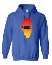 Load image into Gallery viewer, Pullover Hooded Sweatshirt Illinois Royal Large Mouth Bass Vibrant Design High Quality Tight Knit Ring Spun Low Maintenance Cotton Printed With The Newest Available Color Transfer Technology