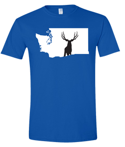 Short Sleeve T-Shirt Washington Royal Mule Deer Vibrant Design High Quality Tight Knit Ring Spun Low Maintenance Cotton Printed With The Newest Available Color Transfer Technology