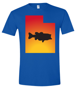 Short Sleeve T-Shirt Utah Royal Large Mouth Bass Vibrant Design High Quality Tight Knit Ring Spun Low Maintenance Cotton Printed With The Newest Available Color Transfer Technology