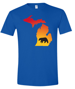 Short Sleeve T-Shirt Michigan Royal Black Bear Vibrant Design High Quality Tight Knit Ring Spun Low Maintenance Cotton Printed With The Newest Available Color Transfer Technology