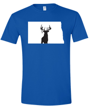 Load image into Gallery viewer, Short Sleeve T-Shirt North Dakota Royal Whitetail Deer Vibrant Design High Quality Tight Knit Ring Spun Low Maintenance Cotton Printed With The Newest Available Color Transfer Technology