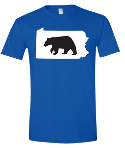 Short Sleeve T-Shirt Pennsylvania Royal Black Bear Vibrant Design High Quality Tight Knit Ring Spun Low Maintenance Cotton Printed With The Newest Available Color Transfer Technology