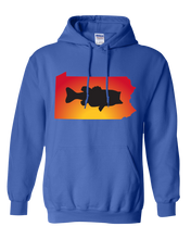 Load image into Gallery viewer, Pullover Hooded Sweatshirt Pennsylvania Royal Large Mouth Bass Vibrant Design High Quality Tight Knit Ring Spun Low Maintenance Cotton Printed With The Newest Available Color Transfer Technology