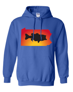 Pullover Hooded Sweatshirt Pennsylvania Royal Large Mouth Bass Vibrant Design High Quality Tight Knit Ring Spun Low Maintenance Cotton Printed With The Newest Available Color Transfer Technology