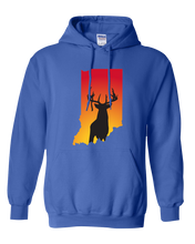 Load image into Gallery viewer, Pullover Hooded Sweatshirt Indiana Royal Whitetail Deer Vibrant Design High Quality Tight Knit Ring Spun Low Maintenance Cotton Printed With The Newest Available Color Transfer Technology