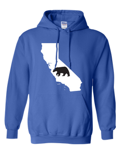 Pullover Hooded Sweatshirt California Royal Black Bear Vibrant Design High Quality Tight Knit Ring Spun Low Maintenance Cotton Printed With The Newest Available Color Transfer Technology