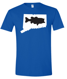 Short Sleeve T-Shirt Connecticut Royal Large Mouth Bass Vibrant Design High Quality Tight Knit Ring Spun Low Maintenance Cotton Printed With The Newest Available Color Transfer Technology