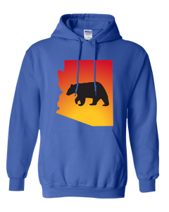 Pullover Hooded Sweatshirt Arizona Royal Black Bear Vibrant Design High Quality Tight Knit Ring Spun Low Maintenance Cotton Printed With The Newest Available Color Transfer Technology