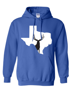 Pullover Hooded Sweatshirt Texas Royal Mule Deer Vibrant Design High Quality Tight Knit Ring Spun Low Maintenance Cotton Printed With The Newest Available Color Transfer Technology