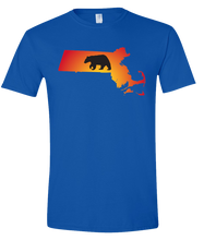 Load image into Gallery viewer, Short Sleeve T-Shirt Massachusetts Royal Black Bear Vibrant Design High Quality Tight Knit Ring Spun Low Maintenance Cotton Printed With The Newest Available Color Transfer Technology