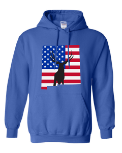 Pullover Hooded Sweatshirt New Mexico Royal Mule Deer Vibrant Design High Quality Tight Knit Ring Spun Low Maintenance Cotton Printed With The Newest Available Color Transfer Technology