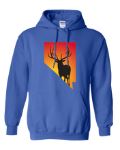 Load image into Gallery viewer, Pullover Hooded Sweatshirt Nevada Royal Elk Vibrant Design High Quality Tight Knit Ring Spun Low Maintenance Cotton Printed With The Newest Available Color Transfer Technology