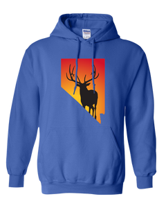 Pullover Hooded Sweatshirt Nevada Royal Elk Vibrant Design High Quality Tight Knit Ring Spun Low Maintenance Cotton Printed With The Newest Available Color Transfer Technology