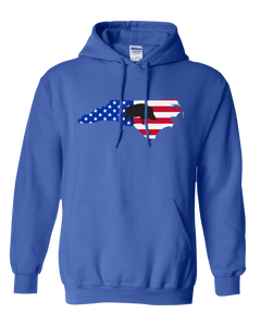 Pullover Hooded Sweatshirt North Carolina Royal Wild Hog Vibrant Design High Quality Tight Knit Ring Spun Low Maintenance Cotton Printed With The Newest Available Color Transfer Technology