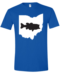 Short Sleeve T-Shirt Ohio Royal Large Mouth Bass Vibrant Design High Quality Tight Knit Ring Spun Low Maintenance Cotton Printed With The Newest Available Color Transfer Technology