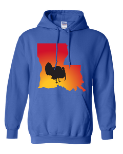 Pullover Hooded Sweatshirt Louisiana Royal Turkey Vibrant Design High Quality Tight Knit Ring Spun Low Maintenance Cotton Printed With The Newest Available Color Transfer Technology