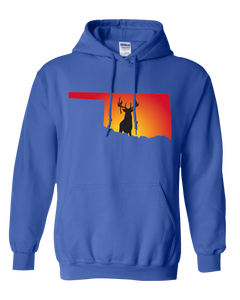 Pullover Hooded Sweatshirt Oklahoma Royal Whitetail Deer Vibrant Design High Quality Tight Knit Ring Spun Low Maintenance Cotton Printed With The Newest Available Color Transfer Technology