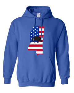 Pullover Hooded Sweatshirt Mississippi Royal Wild Hog Vibrant Design High Quality Tight Knit Ring Spun Low Maintenance Cotton Printed With The Newest Available Color Transfer Technology