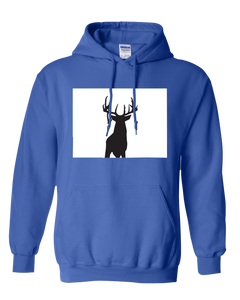 Pullover Hooded Sweatshirt Colorado Royal Whitetail Deer Vibrant Design High Quality Tight Knit Ring Spun Low Maintenance Cotton Printed With The Newest Available Color Transfer Technology