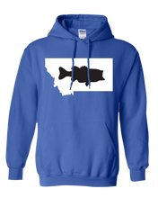 Load image into Gallery viewer, Pullover Hooded Sweatshirt Montana Royal Large Mouth Bass Vibrant Design High Quality Tight Knit Ring Spun Low Maintenance Cotton Printed With The Newest Available Color Transfer Technology