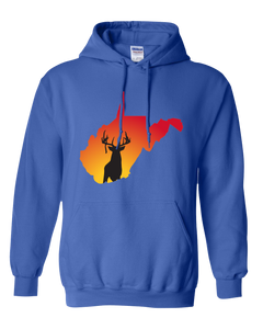Pullover Hooded Sweatshirt West Virginia Royal Whitetail Deer Vibrant Design High Quality Tight Knit Ring Spun Low Maintenance Cotton Printed With The Newest Available Color Transfer Technology