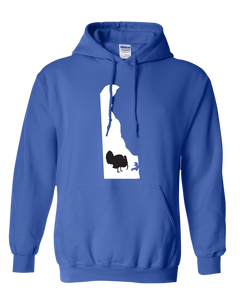 Pullover Hooded Sweatshirt Delaware Royal Turkey Vibrant Design High Quality Tight Knit Ring Spun Low Maintenance Cotton Printed With The Newest Available Color Transfer Technology