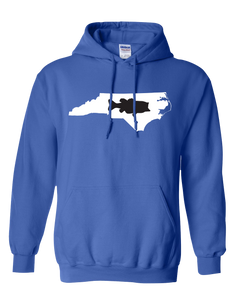 Pullover Hooded Sweatshirt North Carolina Royal Large Mouth Bass Vibrant Design High Quality Tight Knit Ring Spun Low Maintenance Cotton Printed With The Newest Available Color Transfer Technology