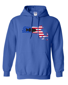 Pullover Hooded Sweatshirt Massachusetts Royal Large Mouth Bass Vibrant Design High Quality Tight Knit Ring Spun Low Maintenance Cotton Printed With The Newest Available Color Transfer Technology
