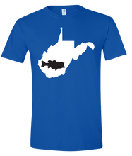 Load image into Gallery viewer, Short Sleeve T-Shirt West Virginia Royal Large Mouth Bass Vibrant Design High Quality Tight Knit Ring Spun Low Maintenance Cotton Printed With The Newest Available Color Transfer Technology